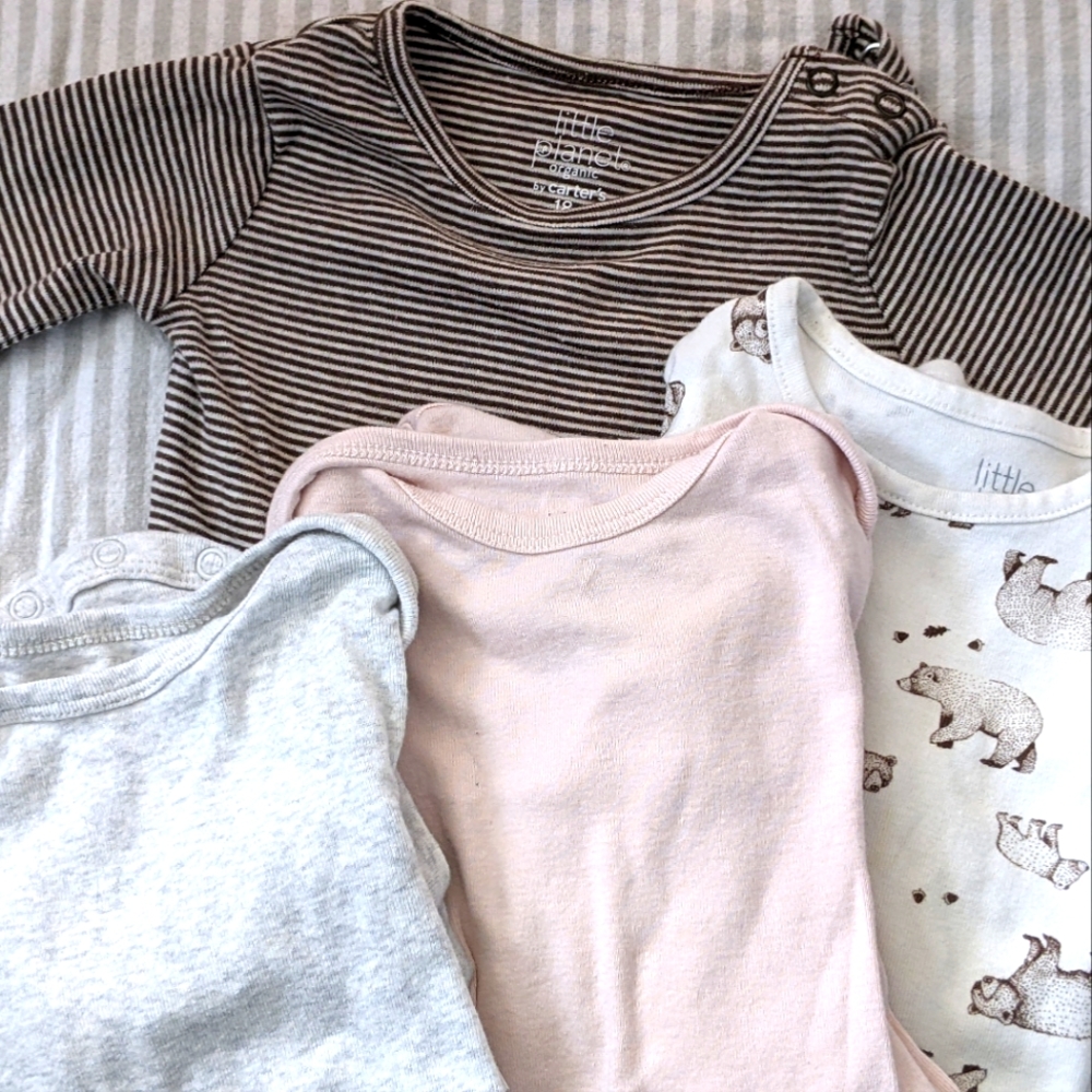 Little planet 18 month long sleeve organic cotton bodysuits - pack of 4